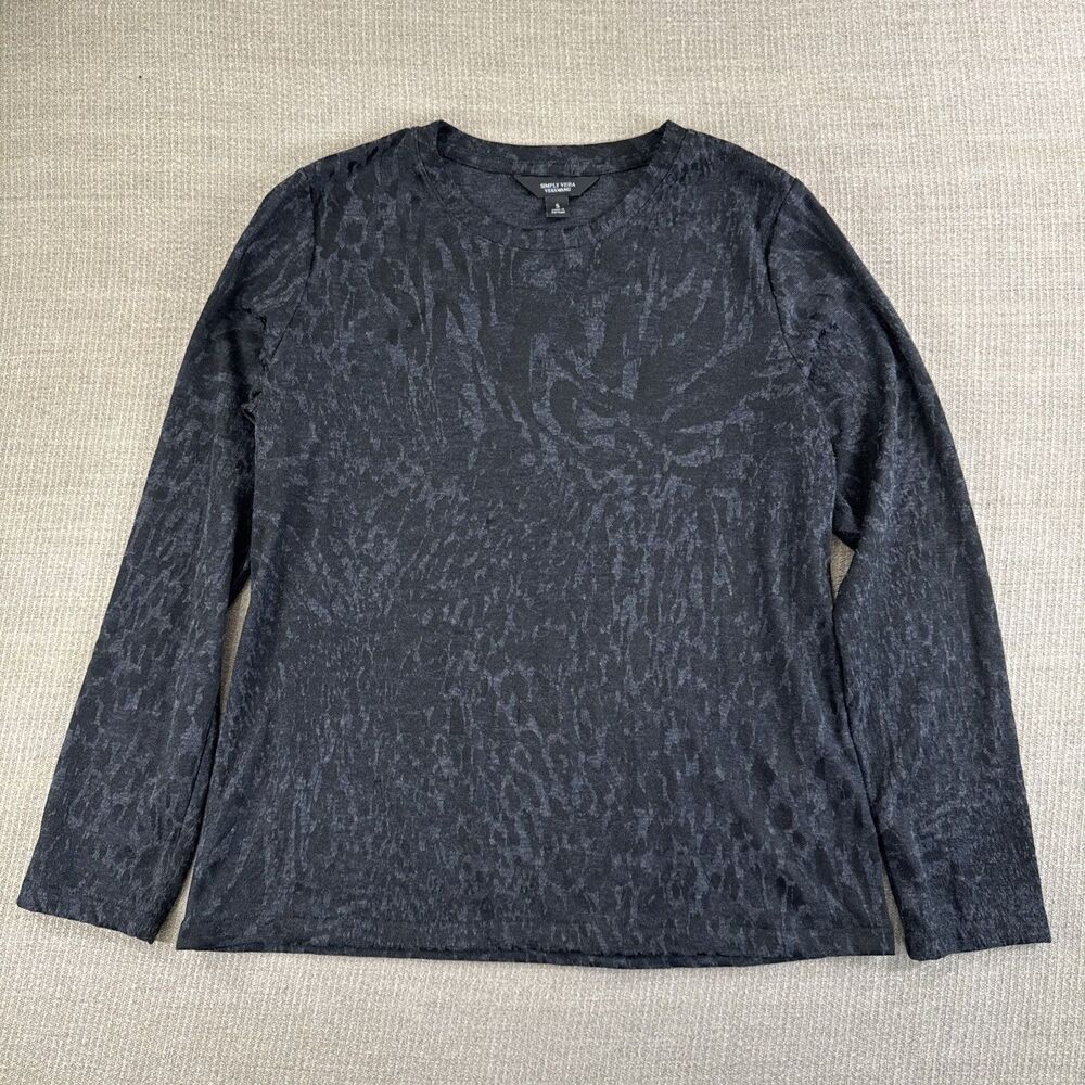 Black Lace Long Sleeve Top Mesh Layering Grunge Y2K Fairy Goth Simply Vera Small